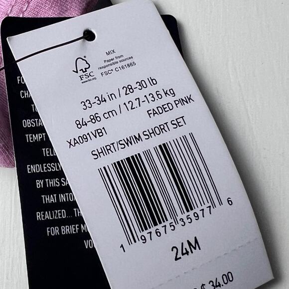 Volcom Kid’s Faded Pink Swim Short Sleeve and Short Set Sz 24 M NWT - Picture 11 of 11